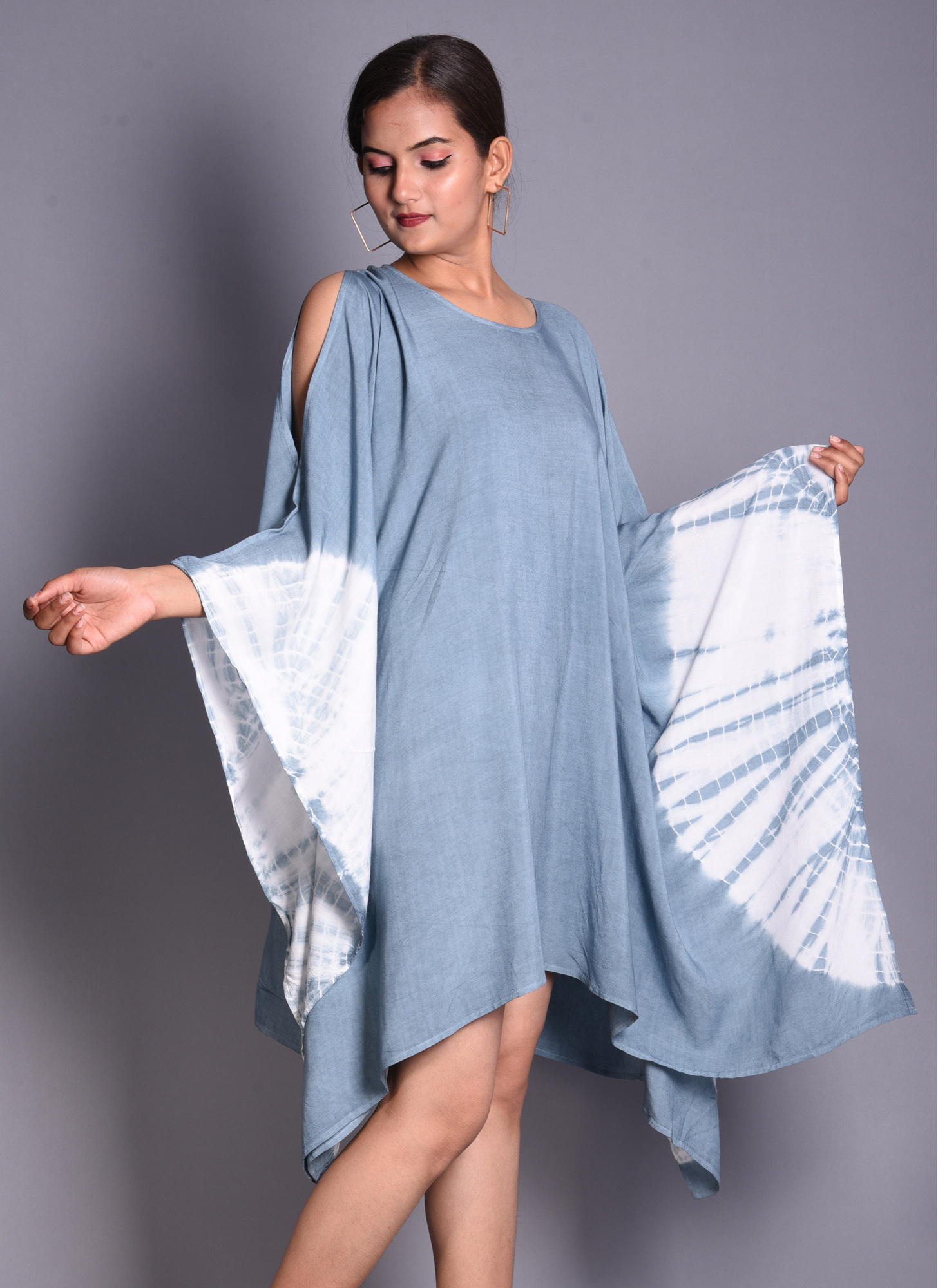 Women’s Tie-Dye Kaftan Dress – Flowing Cotton Fabric, Boho Chic Design - Image 3