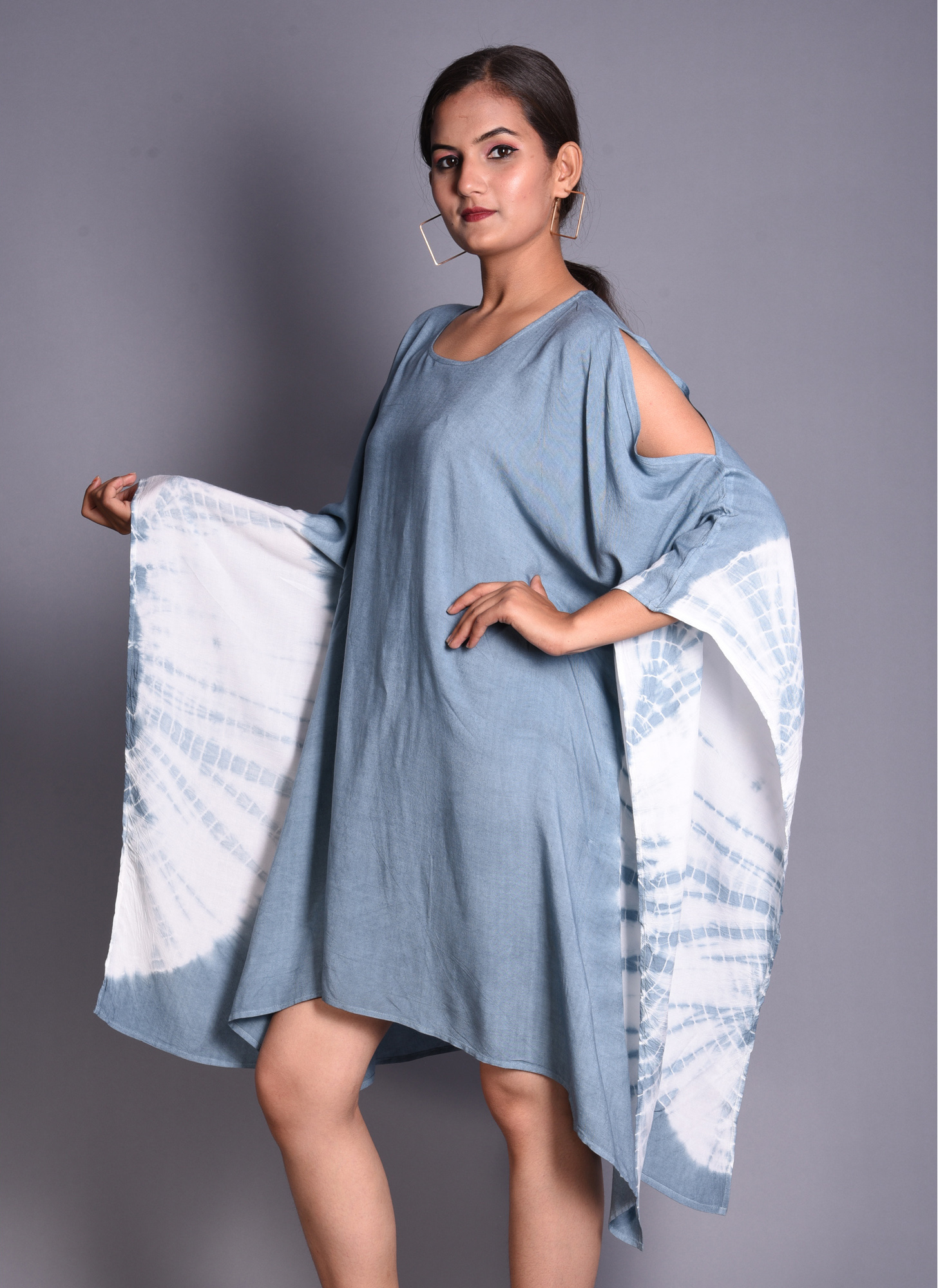 Women’s Tie-Dye Kaftan Dress – Flowing Cotton Fabric, Boho Chic Design - Image 4