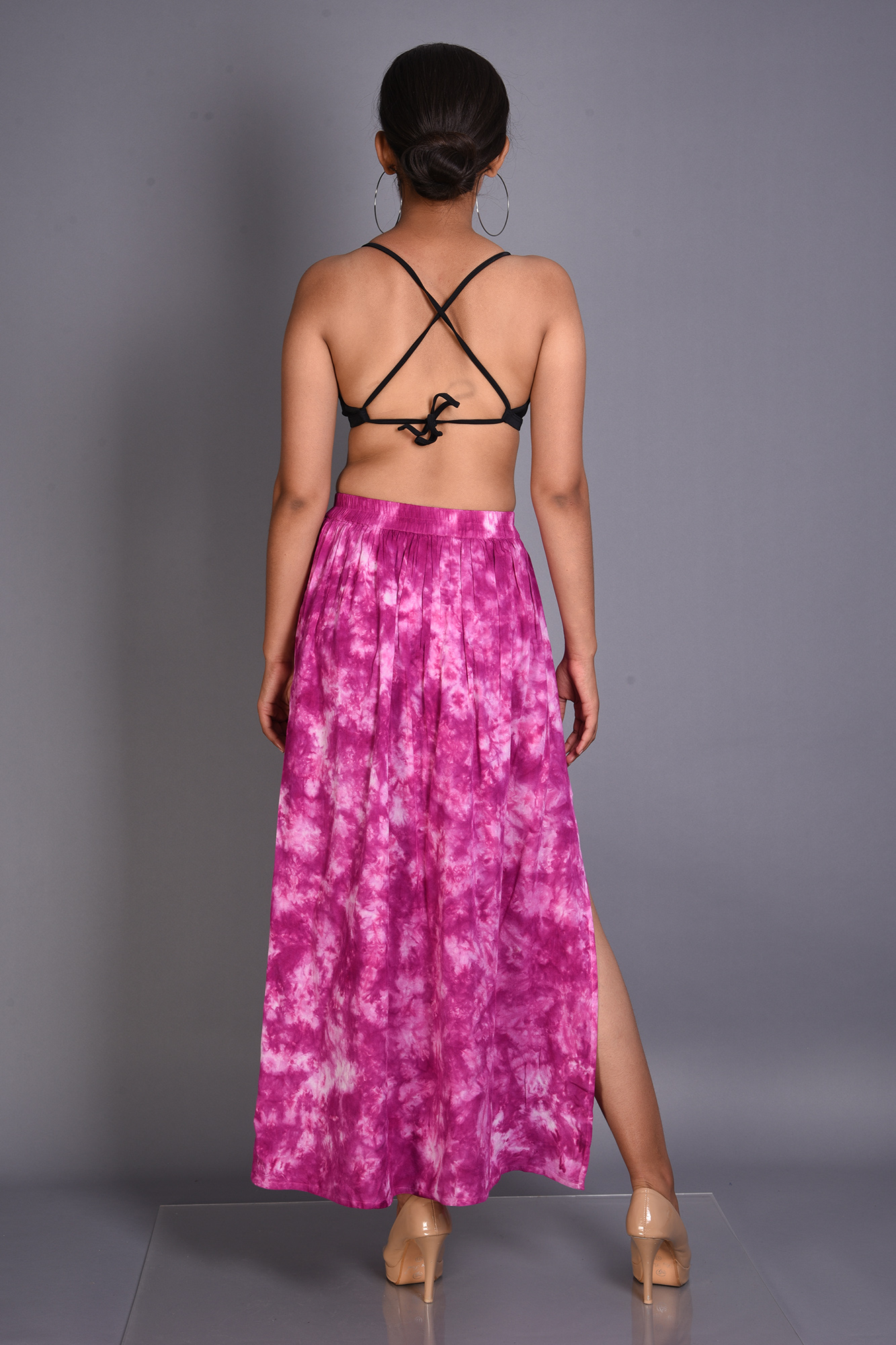 Women's Tie-Dye Maxi Skirt with Side Slits – Elegant Boho Fashion - Image 2