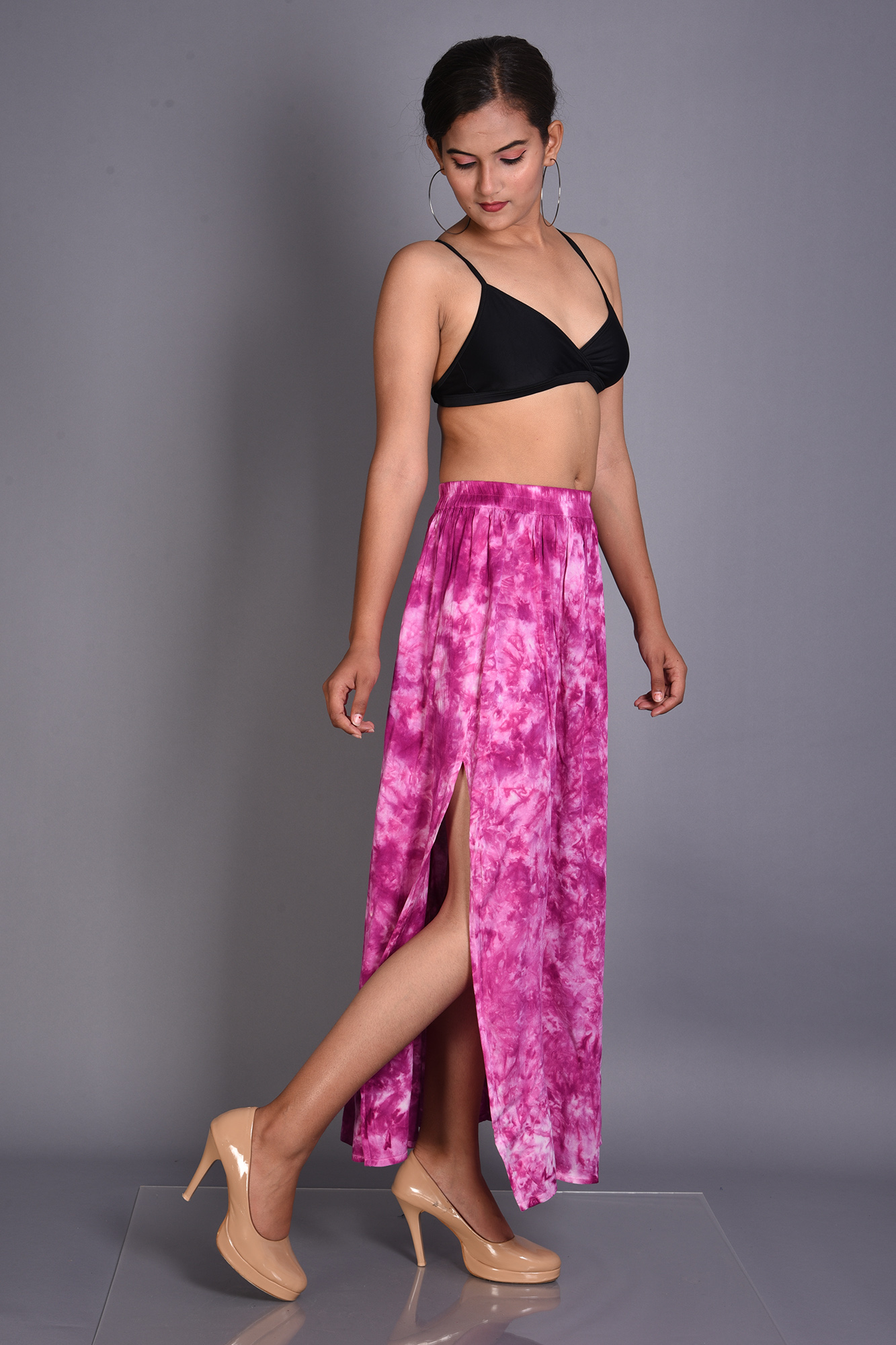 Women's Tie-Dye Maxi Skirt with Side Slits – Elegant Boho Fashion - Image 3