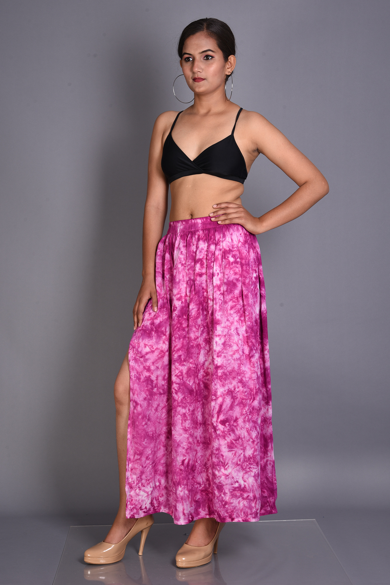 Women's Tie-Dye Maxi Skirt with Side Slits – Elegant Boho Fashion - Image 4