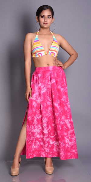 Tie-Dye Maxi Skirt with Side Slits