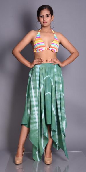Tie-Dye Handkerchief Hem Maxi Skirt