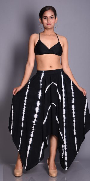 Tie-Dye Handkerchief Hem Maxi Skirt